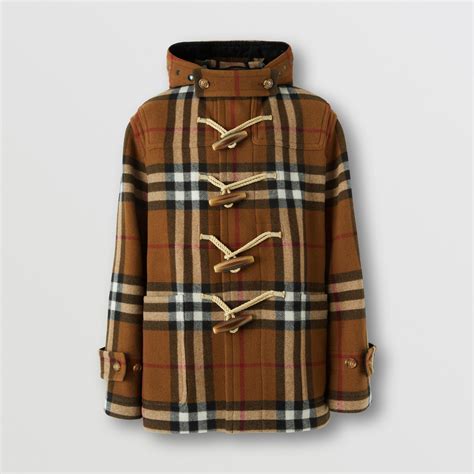 burberry greenwich check wool duffle